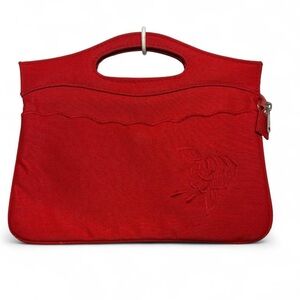 Vintage Holiday Fair cherry red cloth handbag
